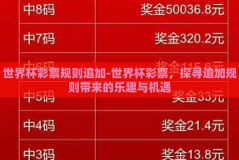 世界杯彩票规则追加-世界杯彩票，探寻追加规则带来的乐趣与机遇
