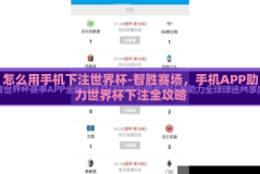 怎么用手机下注世界杯-智胜赛场，手机APP助力世界杯下注全攻略