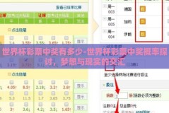 世界杯彩票中奖有多少-世界杯彩票中奖概率探讨，梦想与现实的交汇