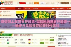 微信网上买世界杯彩票-微信网销世界杯彩票——便捷与风险并存的新时代体验