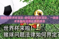 微信买世界杯足彩-微信买世界杯足彩，一场技术革新与法律边界的博弈