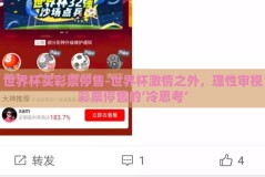 世界杯买彩票停售-世界杯激情之外，理性审视彩票停售的‘冷思考’