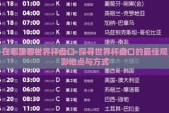 在哪里看世界杯盘口-探寻世界杯盘口的最佳观影地点与方式