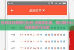 世界杯彩票赔付比例-世界杯彩票，探讨赔付比例的奥妙与风险