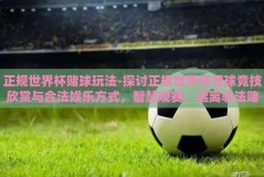 正规世界杯赌球玩法-探讨正规世界杯足球竞技欣赏与合法娱乐方式，智慧观赛，远离非法赌球