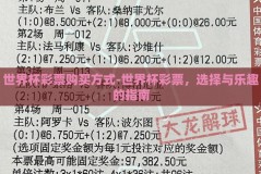 世界杯彩票购买方式-世界杯彩票，选择与乐趣的指南