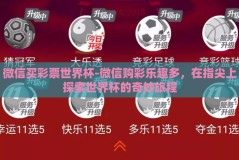微信买彩票世界杯-微信购彩乐趣多，在指尖上探索世界杯的奇妙旅程