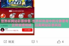 世界杯网站彩票停售-世界杯热潮中的冷静思考，正规渠道观球，远离网站彩票风险
