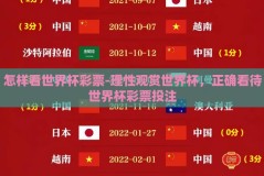 怎样看世界杯彩票-理性观赏世界杯，正确看待世界杯彩票投注