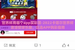 世界杯用哪个app买彩票-2022卡塔尔世界杯激活猜球乐趣，优选APP购彩指南