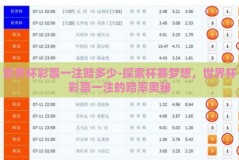 世界杯彩票一注赔多少-探索杯赛梦想，世界杯彩票一注的赔率奥秘