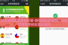微信如何买世界杯彩票-微信购彩新体验，轻松掌握世界杯彩票小技巧