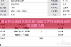 世界杯足球彩票哪里买-探秘世界杯足球彩票购彩渠道指南