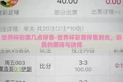 世界杯彩票几点停售-世界杯彩票停售时光，彩民的期待与抉择