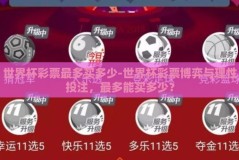 世界杯彩票最多买多少-世界杯彩票博弈与理性投注，最多能买多少？