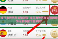 支付宝世界杯竞猜暂停-支付宝世界杯竞猜活动为何紧急按下暂停键？