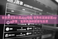 世界杯足球彩票app停售-世界杯足球彩票app停售，全民热潮的暂停与反思