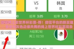 微信网上买世界杯彩票-荐！微信平台的新买趣，安全与灰色边缘共舞的线上世界杯彩票现象