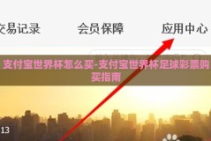 支付宝世界杯怎么买-支付宝世界杯足球彩票购买指南