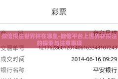 微信投注世界杯在哪里-微信平台上世界杯投注的探索与注意事项