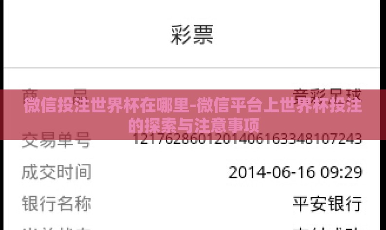 微信投注世界杯在哪里-微信平台上世界杯投注的探索与注意事项 微信投注世界杯在哪里-微信平台上世界杯投注的探索与注意事项