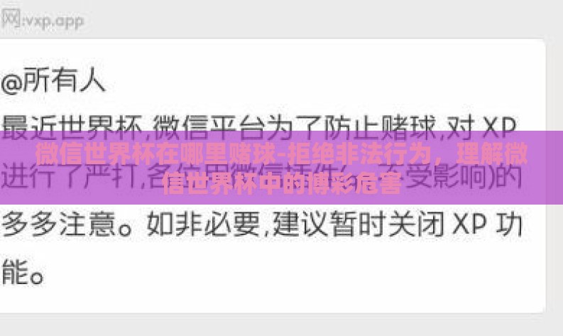 微信世界杯在哪里赌球-拒绝非法行为,理解微信世界杯中的博彩危害 微信世界杯在哪里赌球-拒绝非法行为,理解微信世界杯中的博彩危害