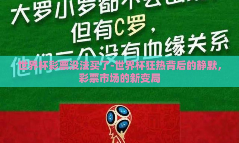 世界杯彩票没法买了-世界杯狂热背后的静默，彩票市场的新变局