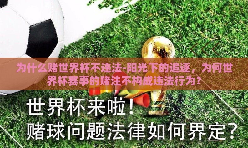 为什么赌世界杯不违法-阳光下的追逐，为何世界杯赛事的赌注不构成违法行为？