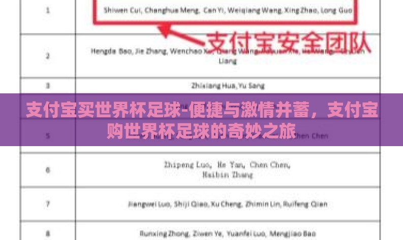 支付宝买世界杯足球-便捷与激情并蓄,支付宝购世界杯足球的奇妙之旅 支付宝买世界杯足球-便捷与激情并蓄,支付宝购世界杯足球的奇妙之旅