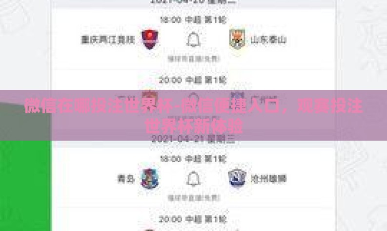 微信在哪投注世界杯-微信便捷入口，观赛投注世界杯新体验
