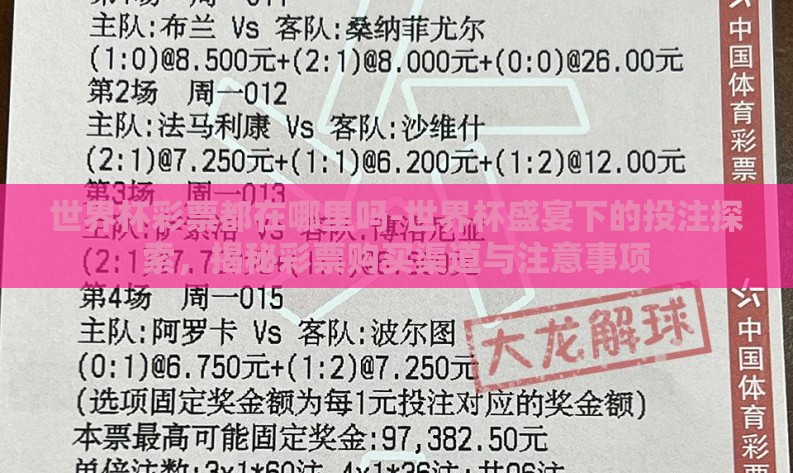 世界杯彩票都在哪里吗-世界杯盛宴下的投注探索,揭秘彩票购买渠道与注意事项 世界杯彩票都在哪里吗-世界杯盛宴下的投注探索,揭秘彩票购买渠道与注意事项