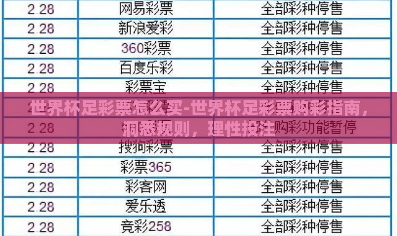 世界杯足彩票怎么买-世界杯足彩票购彩指南,洞悉规则,理性投注 世界杯足彩票怎么买-世界杯足彩票购彩指南,洞悉规则,理性投注