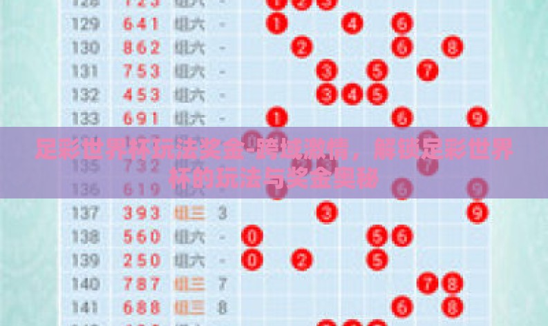 足彩世界杯玩法奖金-跨域激情，解锁足彩世界杯的玩法与奖金奥秘