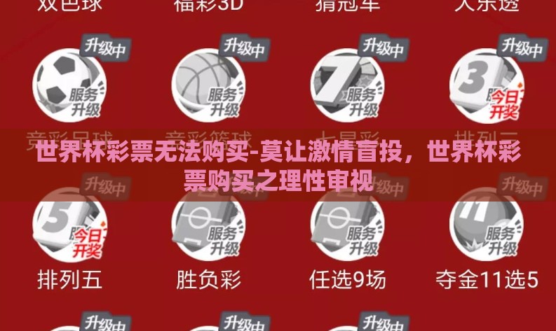 世界杯彩票无法购买-莫让激情盲投，世界杯彩票购买之理性审视