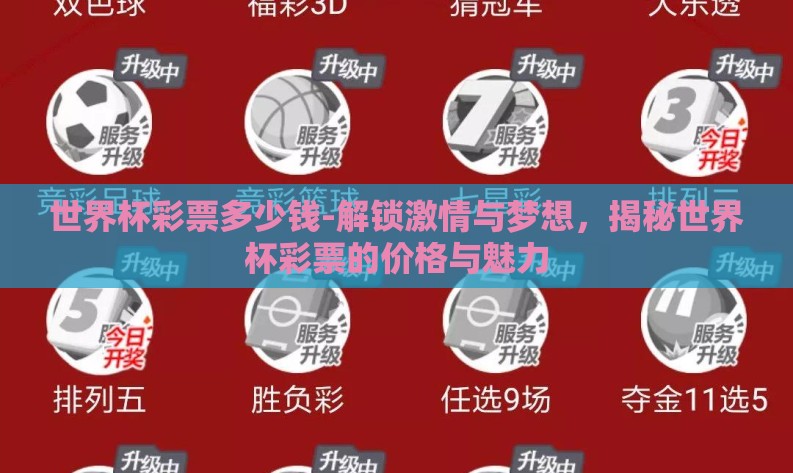 世界杯彩票多少钱-解锁激情与梦想，揭秘世界杯彩票的价格与魅力