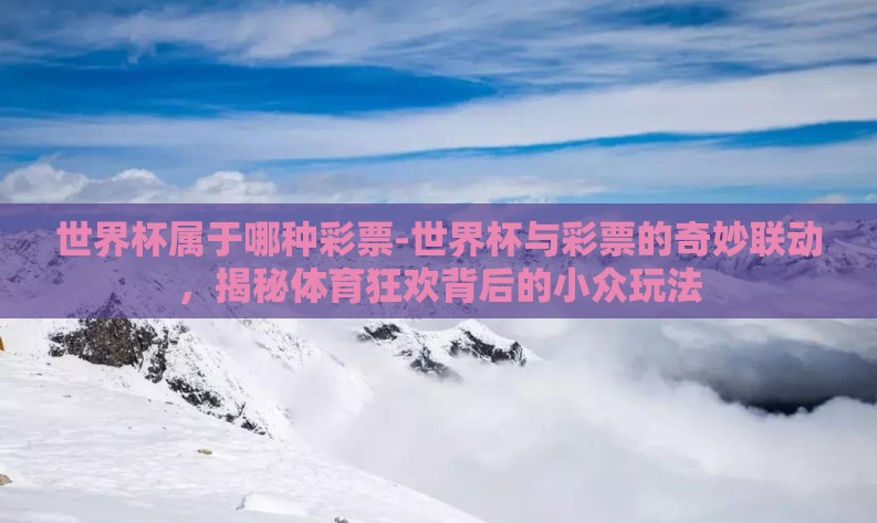 世界杯属于哪种彩票-世界杯与彩票的奇妙联动,揭秘体育狂欢背后的小众玩法 世界杯属于哪种彩票-世界杯与彩票的奇妙联动,揭秘体育狂欢背后的小众玩法