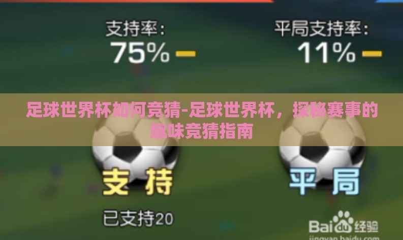足球世界杯如何竞猜-足球世界杯，探秘赛事的趣味竞猜指南
