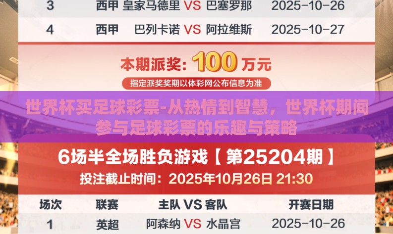 世界杯买足球彩票-从热情到智慧，世界杯期间参与足球彩票的乐趣与策略