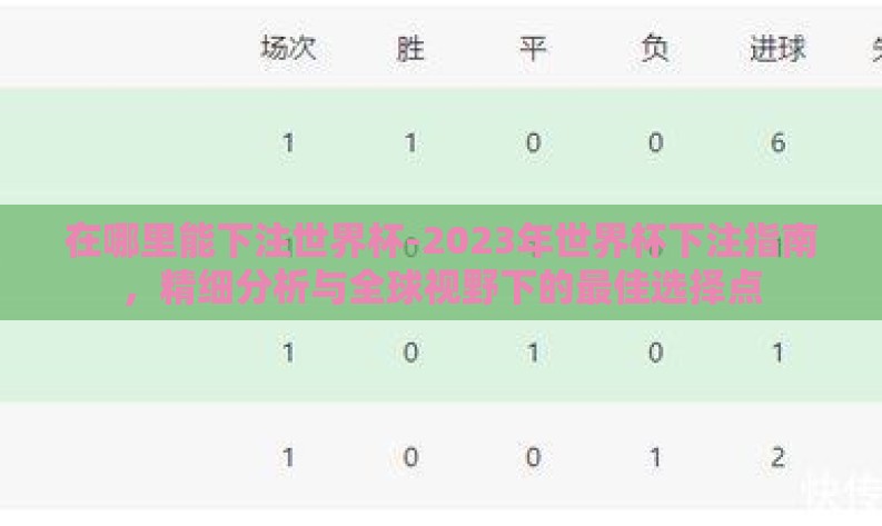 在哪里能下注世界杯-2023年世界杯下注指南，精细分析与全球视野下的最佳选择点