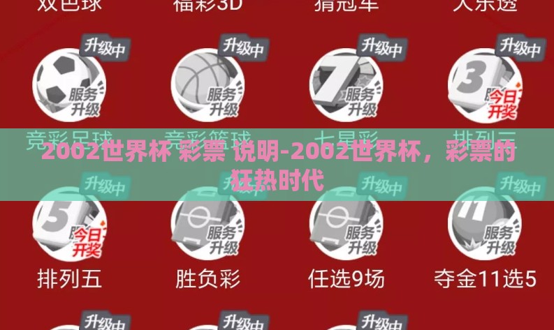 2002世界杯 彩票 说明-2002世界杯，彩票的狂热时代