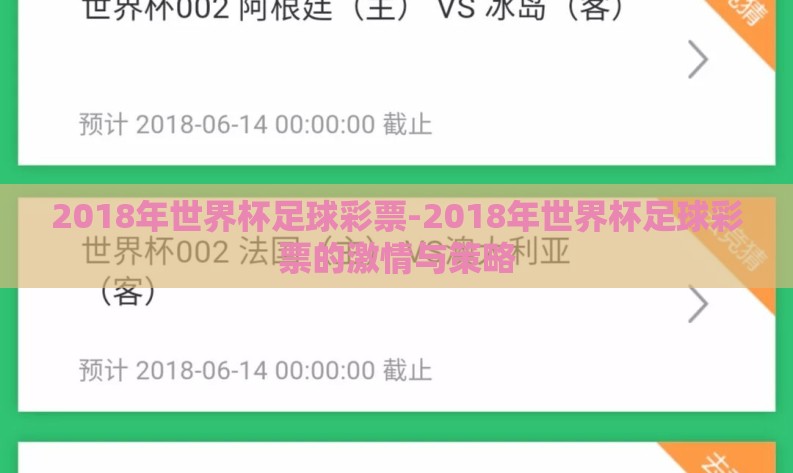 2018年世界杯足球彩票-2018年世界杯足球彩票的激情与策略