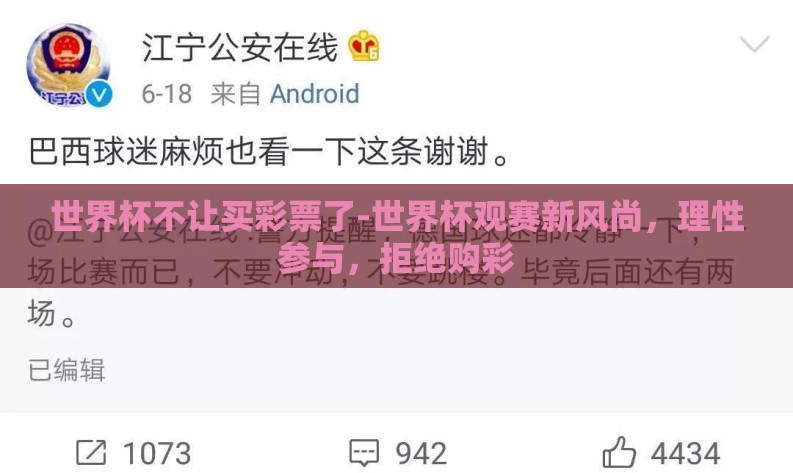 世界杯不让买彩票了-世界杯观赛新风尚，理性参与，拒绝购彩