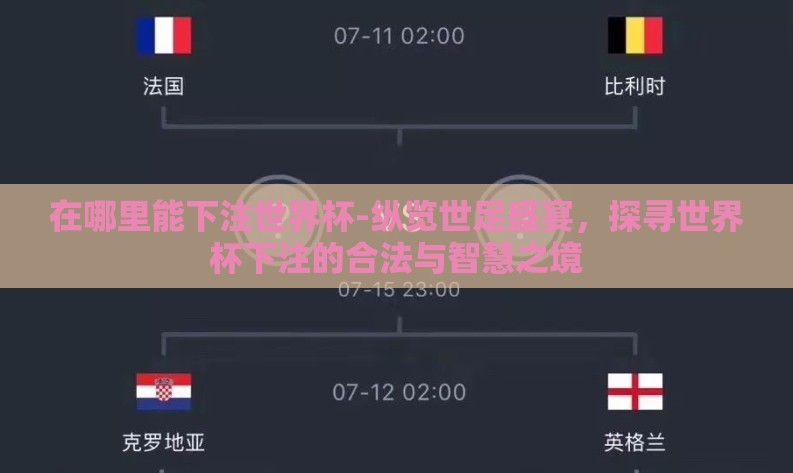在哪里能下注世界杯-纵览世足盛宴，探寻世界杯下注的合法与智慧之境