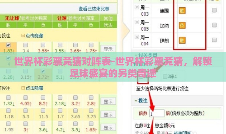 世界杯彩票竞猜对阵表-世界杯彩票竞猜，解锁足球盛宴的另类奇迹